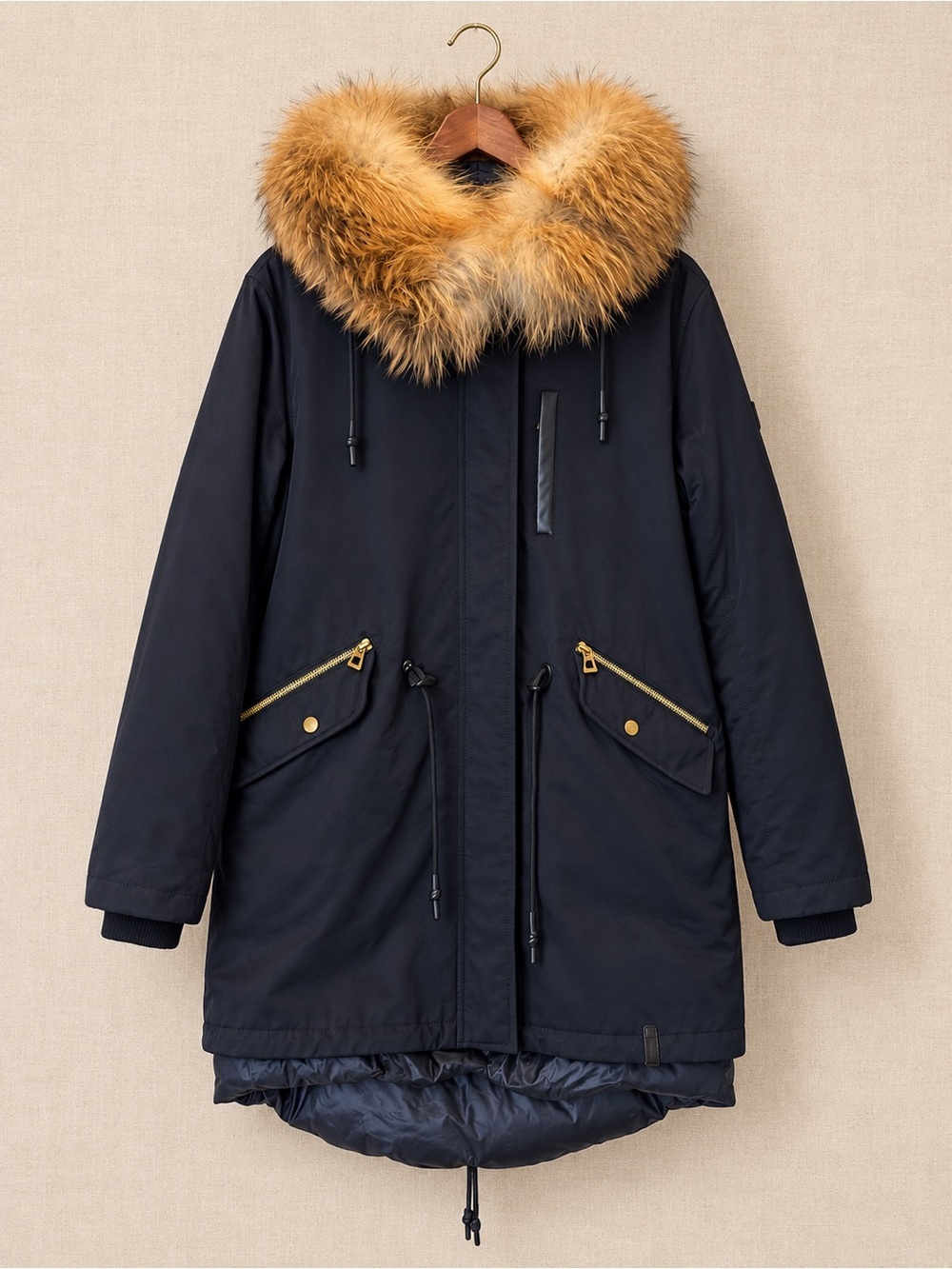 RUDSAK Mona 3-in-1 Fur Trim Luxury Winter Parka Black Gold Hardware Size S